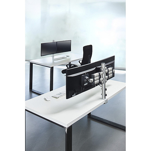 Novus TSS Duo 220+0260+000 Mounting Arm for Monitor - Silver, Black Height Adjustable - 2 Display(s) Supported - 48 lb Load Capacity - 75 x 100 - Aluminum, Steel, Plastic - 1 Carton (2200260000)