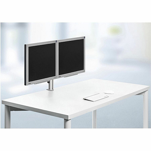 Novus TSS Duo 220+0260+000 Mounting Arm for Monitor - Silver, Black Height Adjustable - 2 Display(s) Supported - 48 lb Load Capacity - 75 x 100 - Aluminum, Steel, Plastic - 1 Carton (2200260000)