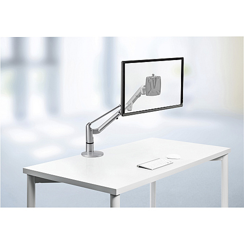 Novus LiftTEC 930+2089+000 Mounting Arm for Monitor - Silver, Black 28" Screen Support - 17 lb Load Capacity - 75 x 100 - Aluminum, Steel, Plastic - 1 Carton (9302089000)