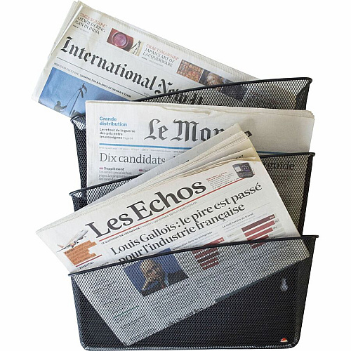 Alba Mesh Wall File Set 3 Pocket(s) - Compartment Size : 6.69" x 13.78" x 4.72" - 15.94" Height4.72" Depth x 13.78" Length - Black - Steel, Metal - 1 Each (MESHFILEN)