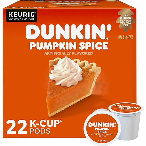 Dunkin Donuts Dunkin'&reg; K-Cup Pumpkin Spice Coffee Compatible with K-Cup Brewer - Medium - K-Cup - 22 / Box (7596)