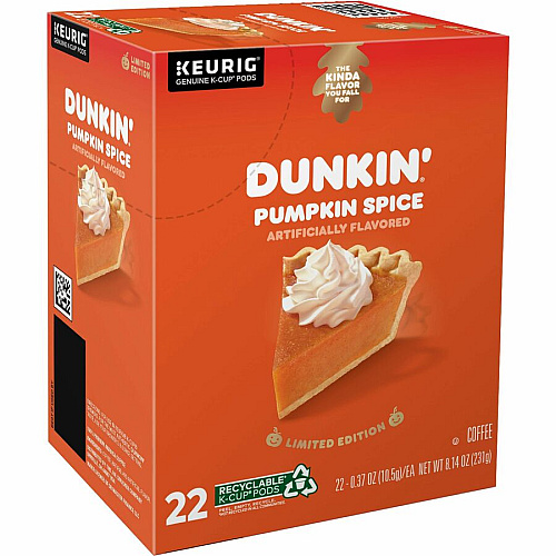 Dunkin Donuts Dunkin'&reg; K-Cup Pumpkin Spice Coffee Compatible with K-Cup Brewer - Medium - K-Cup - 22 / Box (7596)
