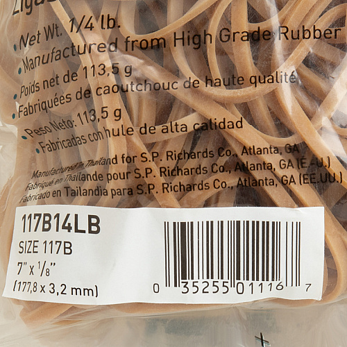 Business Source Rubber Bands Size: #117B - 7" Length x 125 mil Thickness - Stretchable - Natural - 1 Bag (BSN117B14LB)