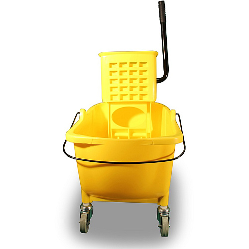 Genuine Joe 35-quart Side Press Mop Bucket & Wringer Combo 8.75 gal - Caster - 21" x 16" x 14" - Yellow - 18 / Pallet (GJO02347PL)