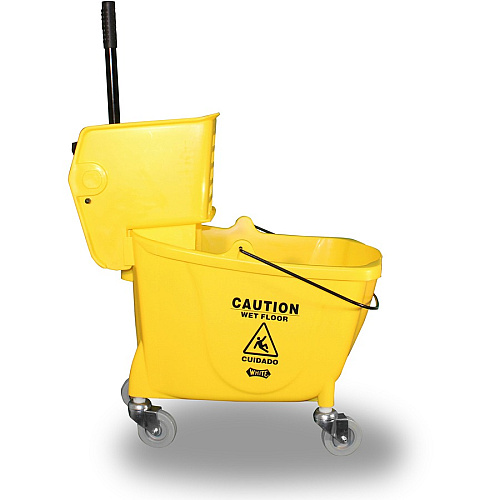Genuine Joe 35-quart Side Press Mop Bucket & Wringer Combo 8.75 gal - Caster - 21" x 16" x 14" - Yellow - 18 / Pallet (GJO02347PL)