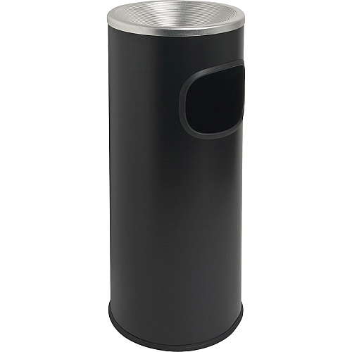 Genuine Joe Fire-safe 3-Gallon Ashtray Receptacle 3 gal Capacity - Fire-Safe, Removable Lid - Stainless Steel, Aluminum - Black, Aluminum - 50 / Pallet (GJO58884PL)