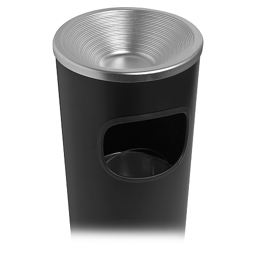 Genuine Joe Fire-safe 3-Gallon Ashtray Receptacle 3 gal Capacity - Fire-Safe, Removable Lid - Stainless Steel, Aluminum - Black, Aluminum - 50 / Pallet (GJO58884PL)