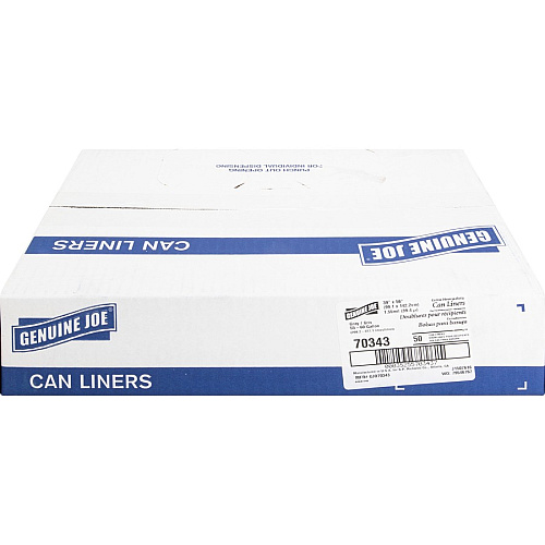 Genuine Joe Maximum Strength Trash Can Liner Extra Large Size - 60 gal Capacity - 56" Length x 39" Width x 1.55 mil (39 Micron) Thickness - Low Density - Gray - Plastic Resin - Food Waste, Office Waste, Can, Debris - Recycled - 50/Box - 96 /  (GJO70343PL)