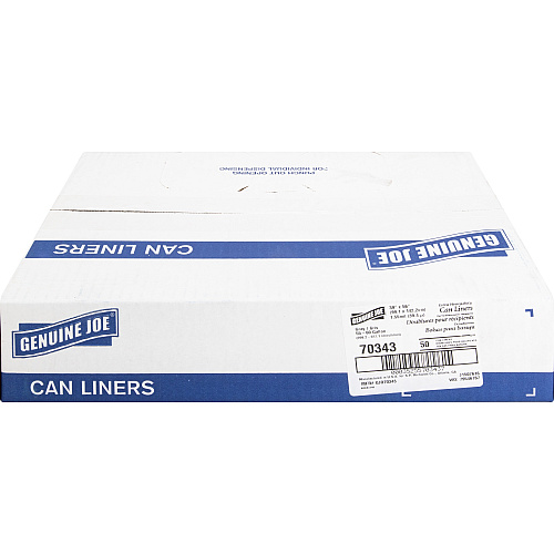 Genuine Joe Maximum Strength Trash Can Liner Extra Large Size - 60 gal Capacity - 56" Length x 39" Width x 1.55 mil (39 Micron) Thickness - Low Density - Gray - Plastic Resin - Food Waste, Office Waste, Can, Debris - Recycled - 50/Box - 96 /  (GJO70343PL)