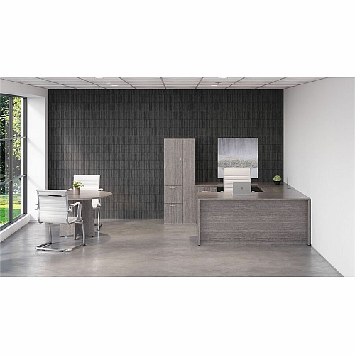 Lorell Essentials Series Rectangular Desk Shell 29.5" Height x 72" Width x 36" Depth, x 1" Thickness Top - Laminate, Weathered Charcoal Table Top - Grommet (LLR69550)