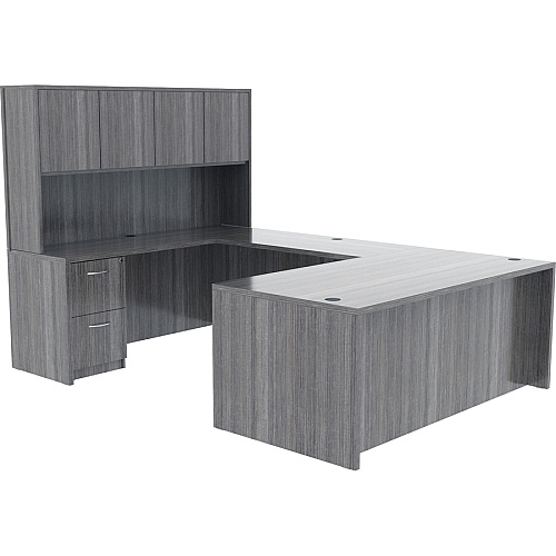 Lorell Essentials Series Stack-on Hutch with Doors 36" Height x 72" Width x 15" Depth - 4 Door(s) - Grommet (69557)