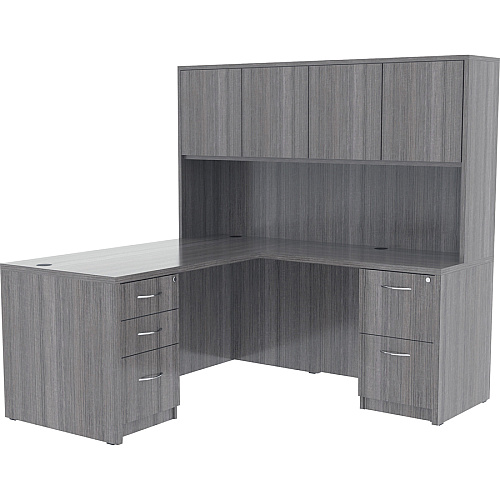 Lorell Essentials Series Stack-on Hutch with Doors 36" Height x 72" Width x 15" Depth - 4 Door(s) - Grommet (69557)