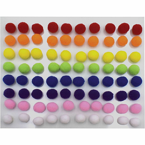 Creativity Street Peel-n-Stick Pom Pons Project - 11.75" Height x 1.50" Width x 9.25" Length - White, Pink, Purple, Blue, Yellow, Orange, Green, Red - Plush - 240 / Pack (AC813001)