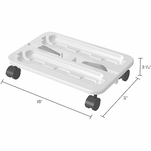 Deflecto Caddy Wheel Base 16" Width x 11" Depth x 3.25" Height - White - 1 Each (29443CR)
