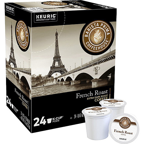 Barista Prima Coffeehouse&reg; K-Cup French Roast Coffee Compatible with Keurig Brewer - Dark - K-Cup - French Roast - 24/Box - 4 / Carton (6611CT)
