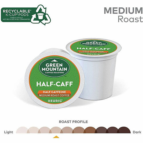 Green Mountain Coffee Roasters&reg; K-Cup Half-Caff Coffee Compatible with Keurig Brewer - K-Cup - Half Caff - 24/Box - 4 / Carton (6999CT)