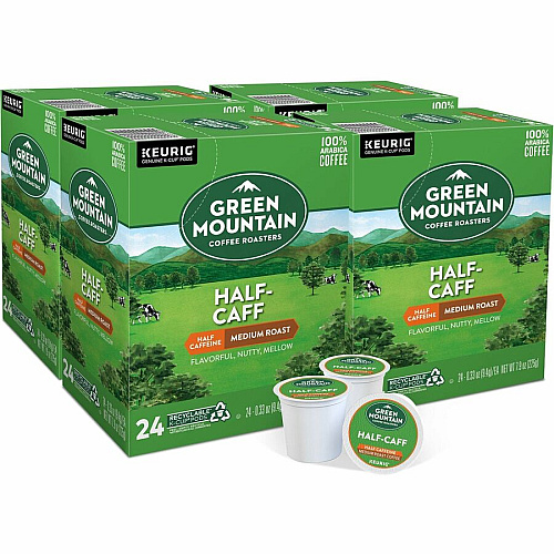 Green Mountain Coffee Roasters&reg; K-Cup Half-Caff Coffee Compatible with Keurig Brewer - K-Cup - Half Caff - 24/Box - 4 / Carton (6999CT)