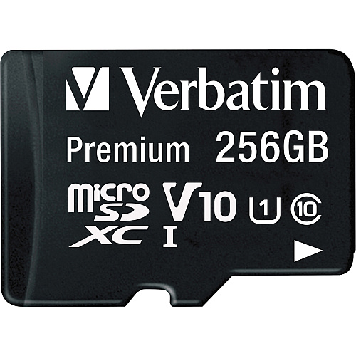 Verbatim Premium 256 GB Class 10/UHS-I (U1) microSDXC - 1 Pack 100 MB/s Read - Lifetime Warranty (70364)