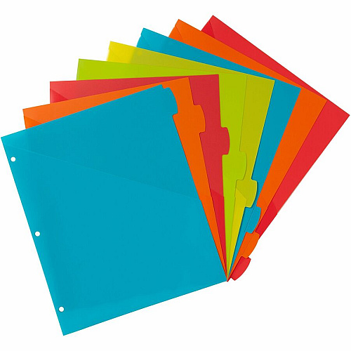 Avery Write & Erase 8-Tab Plastic Dividers, Pockets, Brights Multicolor - Plastic - Hole-punched, Write-on Label, Durable, Reusable, Tear Resistant - 8 / Set (16103)