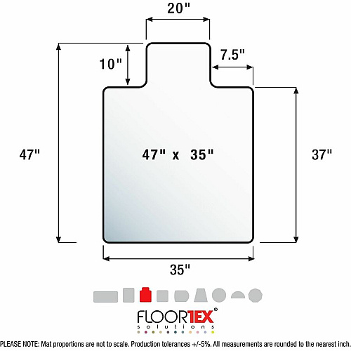 Floortex Polycarbonate Lipped Chair Mat for Carpets up to 1/2" - 35" x 47" 47" Length x 35" Width x 0.085" Depth x 0.085" Thickness - Lip Size 20" Length x 10" Width - Lipped - Polycarbonate - Clear - 1 Each - TAA Compliant (FC118923LR)