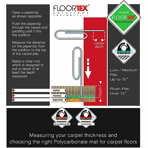 Floortex Polycarbonate Lipped Chair Mat for Carpets up to 1/2" - 35" x 47" 47" Length x 35" Width x 0.085" Depth x 0.085" Thickness - Lip Size 20" Length x 10" Width - Lipped - Polycarbonate - Clear - 1 Each - TAA Compliant (FC118923LR)
