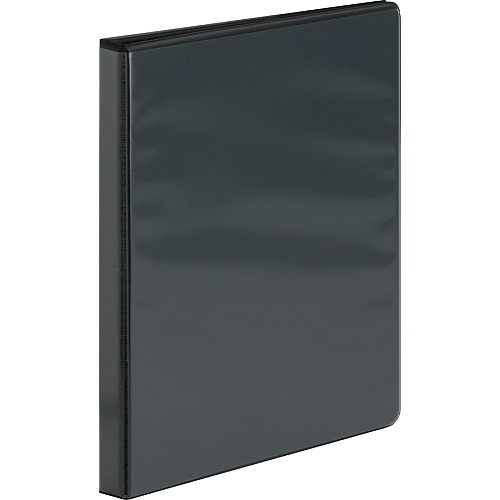 Business Source Heavy-duty View Binder 1/2" Binder Capacity - Letter - 8 1/2" x 11" Sheet Size - 125 Sheet Capacity - Fastener(s): Round Ring - Pocket(s): 2, Internal - Polypropylene, Chipboard - Black - Heavy Duty, Wrinkle-free, Gap-free Ring, (BSN19550)