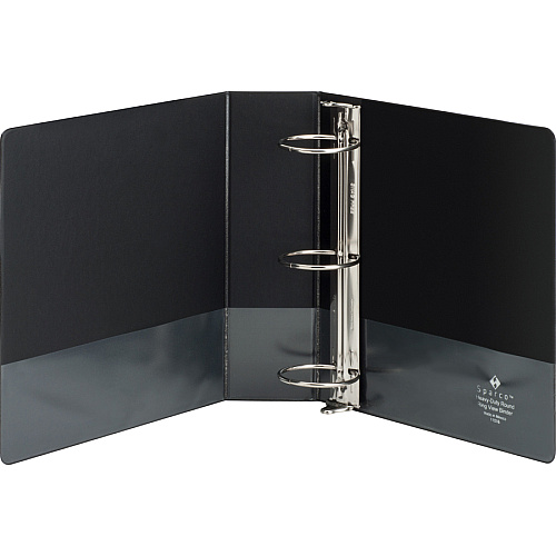 Business Source Heavy-duty View Binder 3" Binder Capacity - Letter - 8 1/2" x 11" Sheet Size - 625 Sheet Capacity - Fastener(s): Round Ring - Pocket(s): 2, Internal - Polypropylene, Chipboard - Black - Heavy Duty, Wrinkle-free, Gap-free Ring, N (BSN19750)
