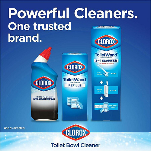 Clorox Toilet Bowl Cleaner Lime & Rust Destroyer 24 fl oz (0.8 quart) - Deodorize, Bleach-free - Clear Bottle - 360 / Bundle (00275BD)