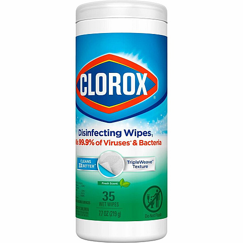 Clorox Disinfecting Cleaning Wipes Ready-To-Use - Fresh Scent - Anti-bacterial, Textured, Bleach-free - Green - 35/Tub - 420 / Bundle (01593BD)