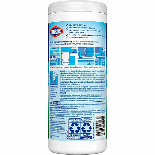Clorox Disinfecting Cleaning Wipes Ready-To-Use - Fresh Scent - Anti-bacterial, Textured, Bleach-free - Green - 35/Tub - 420 / Bundle (01593BD)