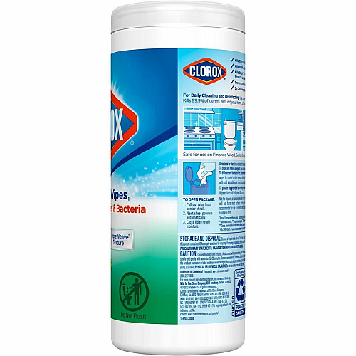 Clorox Disinfecting Cleaning Wipes Ready-To-Use - Fresh Scent - Anti-bacterial, Textured, Bleach-free - Green - 35/Tub - 840 / Pallet (01593PL)