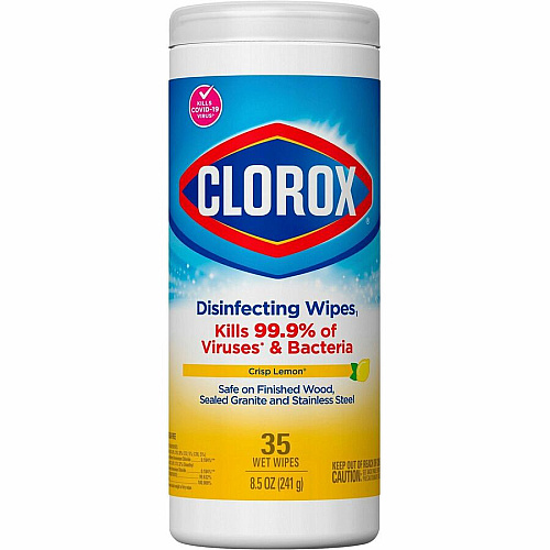 Clorox Disinfecting Cleaning Wipes Ready-To-Use - Crisp Lemon Scent - Anti-bacterial, Textured, Bleach-free - Yellow - 35/Tub - 420 / Bundle (01594BD)