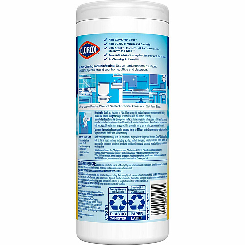Clorox Disinfecting Cleaning Wipes Ready-To-Use - Crisp Lemon Scent - Anti-bacterial, Textured, Bleach-free - Yellow - 35/Tub - 420 / Bundle (01594BD)