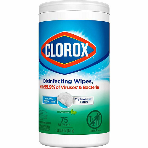Clorox Disinfecting Wipes, Bleach-Free Cleaning Wipes For Multipurpose - Fresh Scent - Recommended For: Bacteria Remover, Virus Remover, Germs Remover - Bleach-free, Pre-moistened, Phosphorous-free, Easy Tear, Easy to Use, Antibacterial - White  (01656PL)