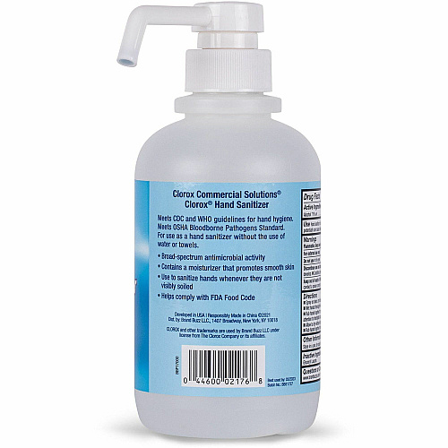 Clorox Commercial Solutions Hand Sanitizer 16.90 fl oz - Pump Bottle Dispenser - Kill Germs - Hand - Moisturizing - Clear - Bleach-free, Non-sticky, Non-greasy - 432 / Bundle (02176BD)