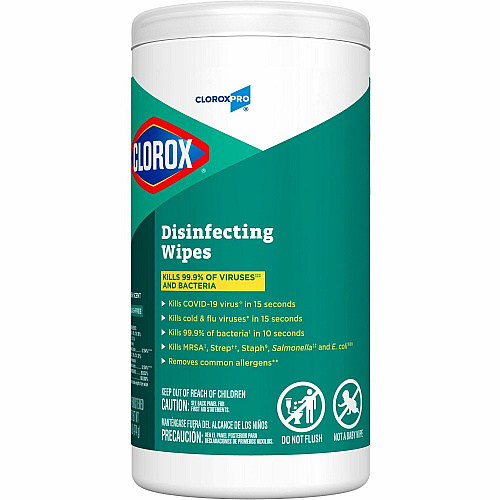 CloroxPro&trade; Disinfecting Wipes Ready-To-Use - Fresh Scent - Easy Tear, Pre-moistened, Bleach-free, Phosphorous-free, Easy to Use, Antibacterial - Green - 75/Tub - 480 / Pallet (15949PL)