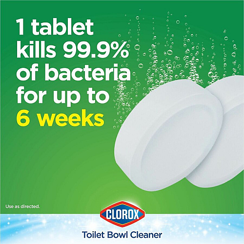 Clorox Ultra Clean Toilet Tablets Bleach 3.50 oz (0.22 lb) - Deodorize, Easy to Use - White - 2/Pack - 420 / Bundle (30024BD)