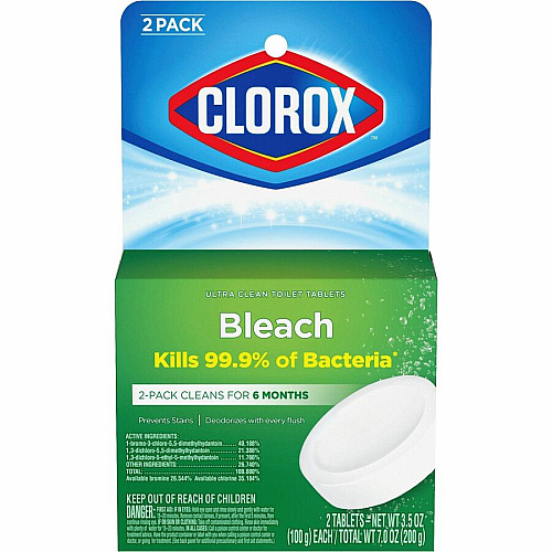 Clorox Ultra Clean Toilet Tablets Bleach 3.50 oz (0.22 lb) - Deodorize, Easy to Use - White - 2/Pack - 420 / Bundle (30024BD)
