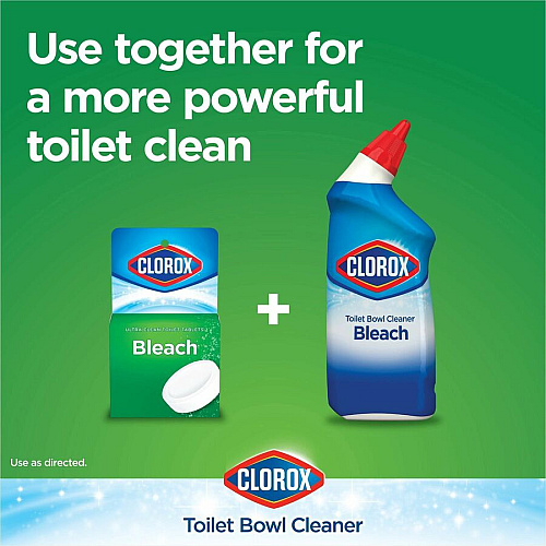 Clorox Ultra Clean Toilet Tablets Bleach 3.50 oz (0.22 lb) - Deodorize, Easy to Use - White - 2/Pack - 840 / Pallet (30024PL)
