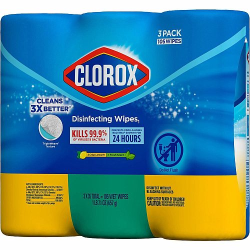 Clorox Disinfecting Cleaning Wipes Value Pack Ready-To-Use - Easy to Use - White - 35/Tub - 675 / Pallet (30112PL)
