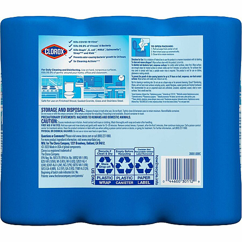 Clorox Disinfecting Cleaning Wipes Value Pack Ready-To-Use - Easy to Use - White - 35/Tub - 675 / Pallet (30112PL)
