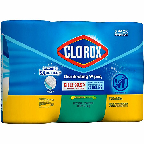 Clorox Disinfecting Bleach Free Cleaning Wipes Value Pack Easy to Use, Bleach-free, Antibacterial - White - 75/Tub - 240 / Bundle (30208BD)