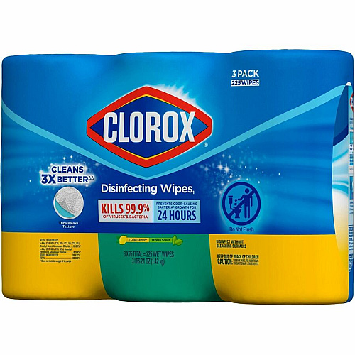 Clorox Disinfecting Bleach Free Cleaning Wipes Value Pack Easy to Use, Bleach-free, Antibacterial - White - 75/Tub - 240 / Bundle (30208BD)