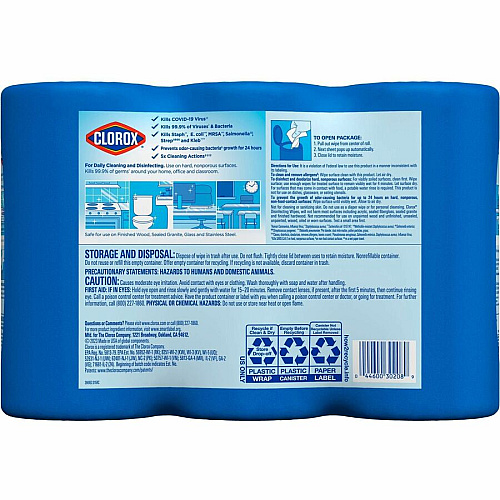 Clorox Disinfecting Bleach Free Cleaning Wipes Value Pack Easy to Use, Bleach-free, Antibacterial - White - 75/Tub - 240 / Bundle (30208BD)