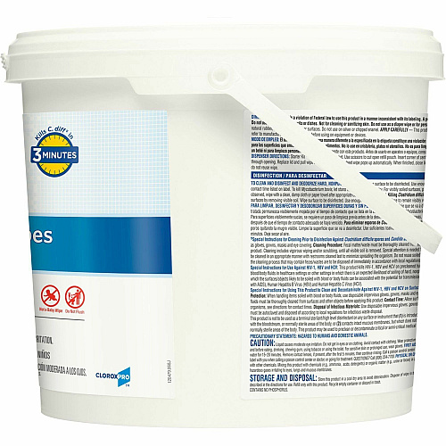 Clorox Healthcare Bleach Germicidal Wipes Ready-To-Use - 12" Length x 12" Width - Anti-corrosive, Antibacterial - White - 110/Tub - 50 / Bundle (30358BD)