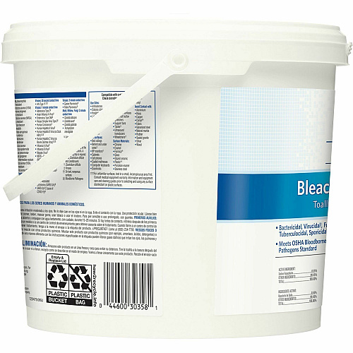 Clorox Healthcare Bleach Germicidal Wipes Ready-To-Use - 12" Length x 12" Width - Anti-corrosive, Antibacterial - White - 110/Tub - 50 / Bundle (30358BD)