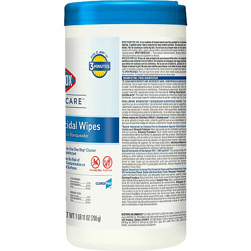 Clorox Healthcare Bleach Germicidal Wipes Ready-To-Use - 5" Length x 6" Width - Anti-corrosive, Residue-free - White - 150/Tub - 300 / Pallet (30577PL)