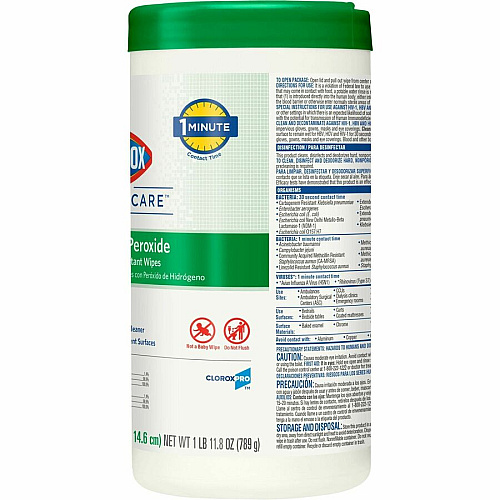 Clorox Healthcare Hydrogen Peroxide Cleaner Disinfectant Wipes 5.75" Length x 6.75" Width - Bleach-free, Antibacterial - White - 155/Tub - 450 / Pallet (30825PL)
