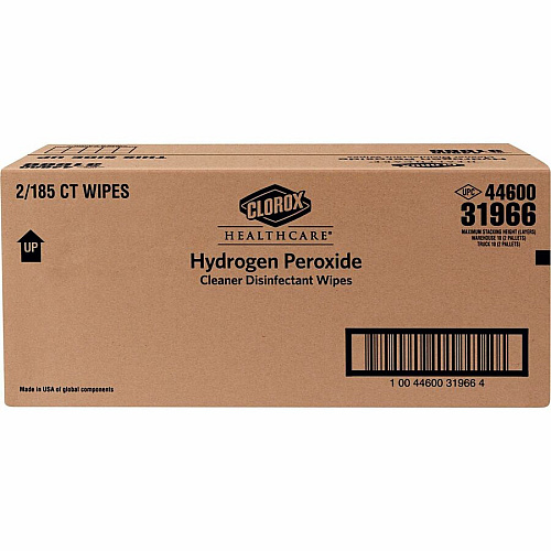Clorox Healthcare Hydrogen Peroxide Cleaner Disinfectant Wipes 11" Length x 12" Width - Bleach-free, Antibacterial - White - 185/Tub - 100 / Pallet (30826PL)