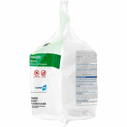 Clorox Healthcare Hydrogen Peroxide Cleaner Disinfectant Wipes 11" Length x 12" Width - Bleach-free, Antibacterial - White - 185/Pack - 200 / Pallet (30827PL)